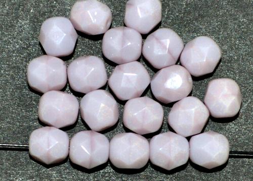 facettierte Glasperlen  malve opak,  hergestellt in Gablonz / Tschechien